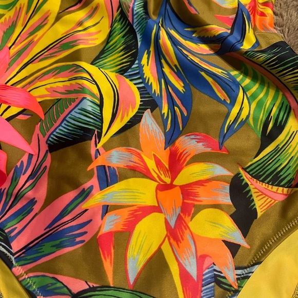 Aerie Tropical Floral One Piece Swimsuit - Pink, Yellow, Green - Picture 2 of 4
